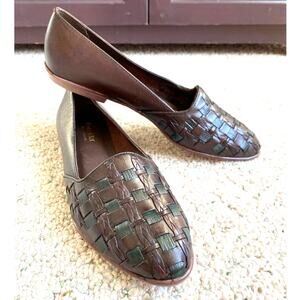 Vintage Portsider ladies shoes US size 9B woven leather flats Made in Brazil